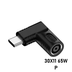 PD 65W DC To Type-C Power Connector Cable Adapter 5.5*2.5mm 5.5*2.1mm 4.0*1.7mm 3.0*1.1mm To USB C Converter Charging For Laptop