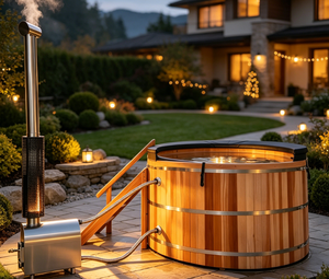 HELIUS Fabricante profesional de estufas portátiles de leña de cedro rojo para spa, calentador de leña para piscinas y jacuzzis de exterior. - Product Image 1