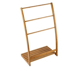Bamboo Towel Rack 3 <b>Bars</b> <b>Freestanding</b> Organizer Shelf Minimalist Design For Bathroom Use - Product Image 5
