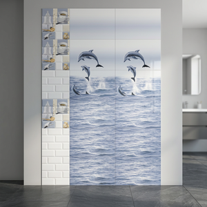 Gran oferta, 300x600mm, 30x60cm, 12x24in, azulejos de pared de cerámica para baños de Hotel, baños para el hogar, mármol, diseño azul, precio de empresa - Product Image 5