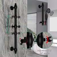 Pommeau de douche à main en laiton brossé avec système de pluie mural et barre coulissante, mitigeur de douche tout-en-un avec jet doux