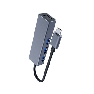 ฮับ YPE C 4 in 1 อลูมิเนียมอัลลอยด์ ด็อคกิ้งสเตชั่น พร้อมพอร์ต <span class=keywords><strong>USB</strong></span> 3.0 จำนวน 3 พอร์ต และพอร์ต Ethernet RJ45 ความเร็ว 10/100Mbps สำหรับแล็ปท็อป - Product Image 4
