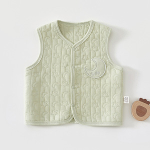 Chaleco para bebé, ropa interior cálida de algodón de color sólido Clase A para otoño e invierno - Product Image 1