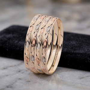 Lot de bracelets en laiton plaqué or 3 tons, bracelets multicolores, bijoux de mode 3 tons, ensemble de bracelets tricolores. - Product Image 3