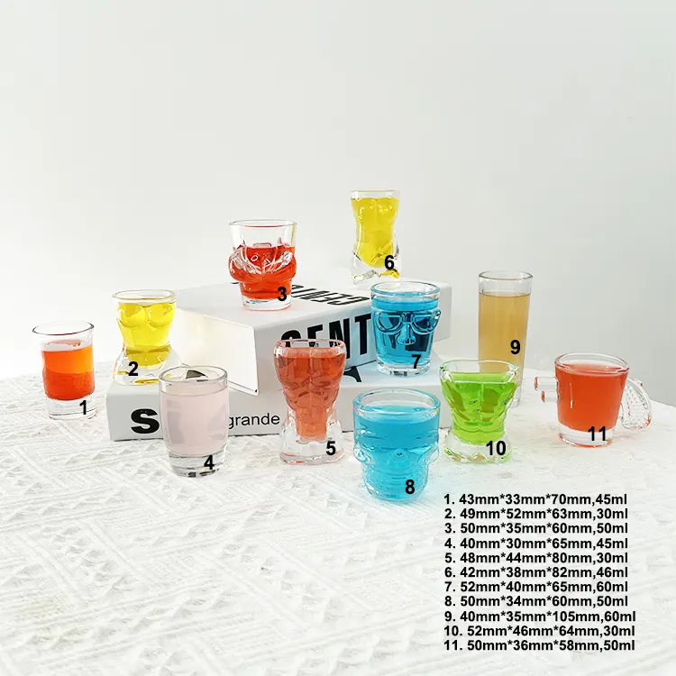 ユニークな体型モデル独身パーティーショットグラス面白いショットグラス大人のためのモダンなガラス製品