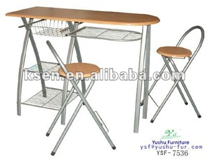 Modern Furniture 3PCS Dining <strong>Table</strong> with 4 Storage Shelves Bar <strong>Table</strong> and <strong>Small</strong> <strong>Kitchen</strong> <strong>Table</strong> Set <strong>for</strong> 2 - Product Image 2