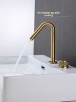 Robinet de lavabo créatif tout en cuivre à poignée unique avec rotation à 360°, à poser sur le comptoir, à double trou, avec cartouche céramique, pour lavabo et toilettes