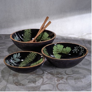 Bol en bois d'acacia de conception classique Table à manger Bol de service en bois décoratif avec le bol coloré multiple - Product Image 2
