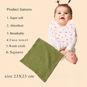 Serviette de salive pour enfants Garçons Filles Enfants Mouchoirs mousseline douce gaze de coton Serviettes de douche carrées