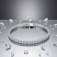 Bracelet tennis en diamant de laboratoire taille princesse, design moderne, clarté HTHP VVS, plaqué or 18K/9K/PT950/S925, pierres latérales 0,023 ct