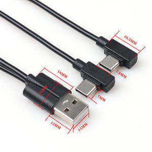 Câble de charge USB mâle vers 2 répartiteurs à angle droit de type C Y double <span class=keywords><strong>port</strong></span> pour téléphone - Product Image 2
