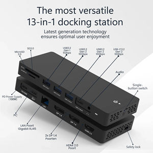 Syong 13 in 1 USB Docking Station C, 4K HDMI DP, RJ45 1000M, <span class=keywords><strong>3</strong></span> USB <span class=keywords><strong>3</strong></span>.<span class=keywords><strong>2</strong></span>/<span class=keywords><strong>3</strong></span>.0, sd/tf, เสียง<span class=keywords><strong>3</strong></span>.5มม., 100W PD, เข้ากันได้กับแล็ปท็อป - Product Image 1