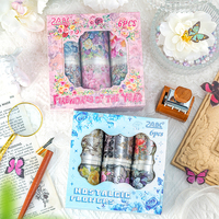 6 rouleaux/boîte de haute qualité Transparent Floral étanche Pet Tape étudiants à la main Diy Scrapbook décoratif Collage Masking Tape