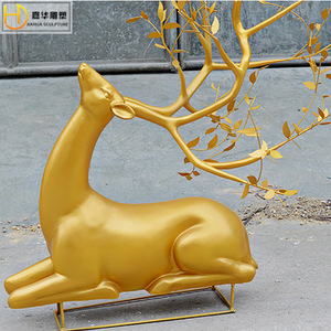 Jiahua Sculpture Fiberglass <b>Deer</b> Sculpture Outdoor <b>Garden</b> <b>Ornament</b> Glossy Finish Freestanding Animal Shape - Product Image 4