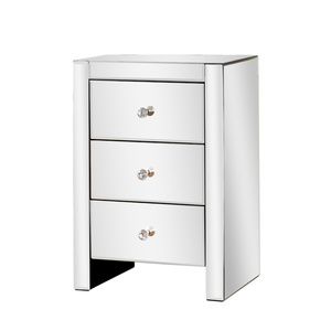 <span class=keywords><strong>Mobiletto</strong></span> Moderno in Legno Argentato con Specchio per Soggiorno, Hotel, Appartamento, Ufficio, Cucina, Bagno - Comodino Versatile - Product Image 2