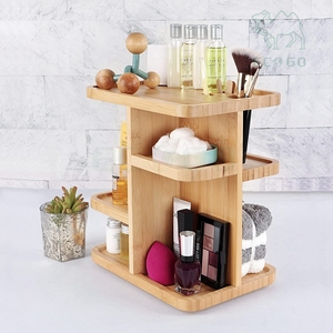 Organizador de cosméticos de bambú Popular, almacenamiento delicado para organizador de maquillaje, ideal para armario de escritorio, estante de encimera de alta calidad - Product Image 2