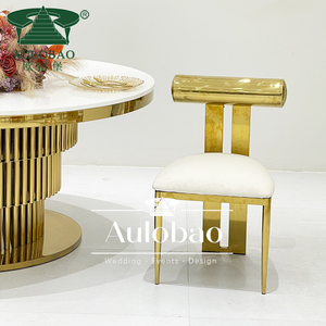Chaises de salle à manger de luxe en acier inoxydable doré royal pour événements - Product Image 1