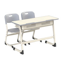 Bureaux et chaises doubles en métal modernes et durables de haute qualité, plateau en bois, 2 tiroirs, confortables, garantie 5 ans, école, maison, bureau