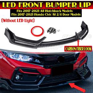 3 pièces de garnitures de protection pour lèvre de spoiler et diffuseur de pare-chocs avant de voiture pour Honda Civic SI Hatchback 2/4 portes 2017-2021 - Product Image 1