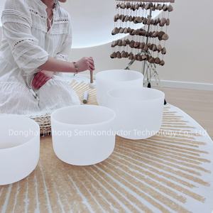 8-14 인치 젖빛 차크라 디자인 크리스탈 노래 그릇 명상 도매를위한 석영 소리 치유 노래 그릇 - Product Image 4