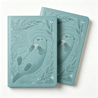 Carnet A5 en cuir PU avec gaufrage à sec motif Loutre marine, journal à couverture rigide personnalisé sur le thème de la faune pour cadeau
