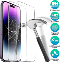 Protecteur d'écran en verre trempé incassable anti-rayures 2.5D 9H pour iphone 13 14 15 pro max