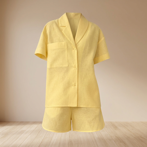Ropa DE LINO DE VERANO personalizada, camisas de lino, pantalones cortos de manga larga con cuello en V, conjunto corto de 2 piezas, ropa informal para mujer, conjunto de lino 2026 - Product Image 3