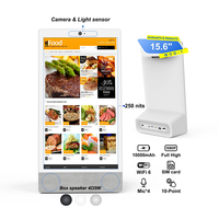 Écran de menu numérique de 15,6 pouces, kiosque de bureau, écran tactile, Android 14, 4+64 Go avec batterie, panneaux de menu numériques pour restaurant