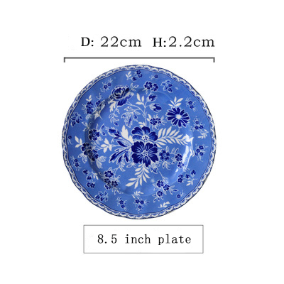 Assiette bleue de 8,5 pouces