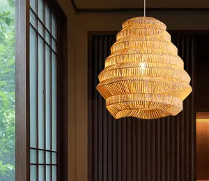 Handmade Wicker Hanging Lamps dining room Rattan Pendant Light Bamboo Weaving Lamps for garden