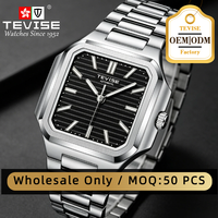 Montre mécanique automatique pour homme TEVISE avec logo personnalisé, montre de luxe pour homme, étanche, en acier inoxydable