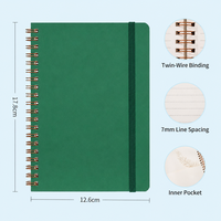 Agendas Profesionales Corporativas A5 de 7 mm con Papel Rayado, Banda Elástica, Bolsillo Interior, Encuadernación en Espiral para Gestión de Oficina