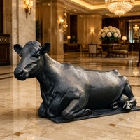 Sculpture de vache couchée en bronze, artisanale, technique de la cire perdue - Patine personnalisée et dimensions sur mesure, sculpture en bronze