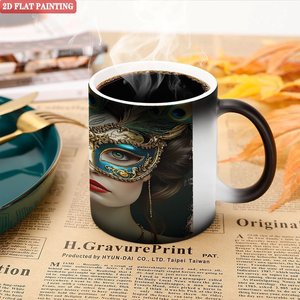 Taza de cerámica que cambia de color con el calor, 11 oz, negra mate, para sublimación, taza mágica para el hogar, la oficina o como regalo. - Product Image 5
