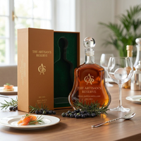 Bouteille de luxe 730 ml en verre super flint de forme unique, avec logo et emballage personnalisés, vide, pour spiritueux et liqueurs, vente en gros directe usine