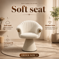 Fauteuil d'appoint moderne pivotant en forme de coquille avec dossier plissé, accent métallique, structure en pin, éponge haute densité et revêtement en tissu chenille
