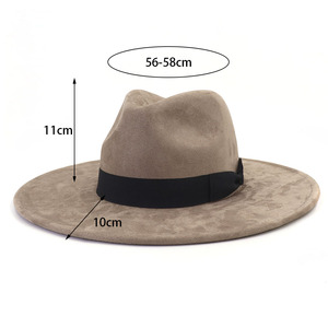 30 colori in magazzino veloce nave alla <span class=keywords><strong>moda</strong></span> cappelli Fedora per le donne in pelle scamosciata tessuto con fiocco - Product Image 6