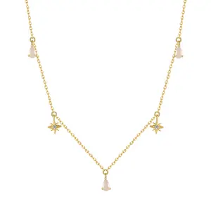 RINNTIN EQN36 CZ Shining Stars Einstellbar Erstellt Galvani sieren 14 Karat Gelbgold/Rhodium Solid 925 Sterling Silber Halskette