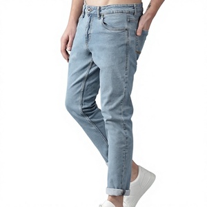 Pantalones de mezclilla para hombre 2026 al por mayor, de alta calidad, casuales, de negocios, de pierna recta, vaqueros de marca personalizada, con efecto desgastado. - Product Image 2