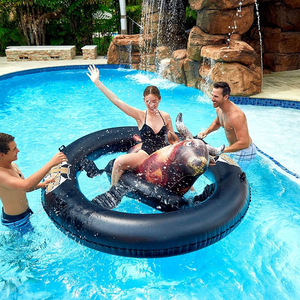 Plataforma Flotante Inflable con Forma de Toro, 240 cm, PVC Reforzado, Flotador para Piscina, Diversión Acuática al Aire Libre, para Dos Personas - Product Image 1