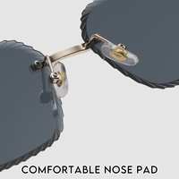 Lunettes de soleil de luxe sans monture, géométriques, à bords taillés en diamant, branches en métal incrustées de cristaux, style vintage, protection UV400, personnalisables avec logo