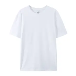100% शुद्ध सूती सफेद टी-शर्ट, पुरुषों की बड़े आकार की टीशर्ट साधारण खाली बुना हुआ कपड़े का थोक अनुकूलन