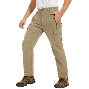 Pantalones ligeros de secado rápido, pantalones tácticos de pesca para hombre, pantalones Cargo de senderismo al aire libre de nailon elástico, pantalones de trabajo de verano