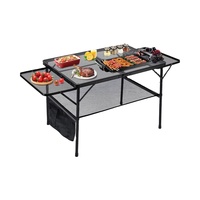 4.4FT Portable Pliable Métal Grill Table Hauteur Réglable Léger Table Extérieure Extension Conseil pour Camping Plage Barbecues