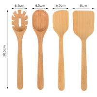 Ensemble d'ustensiles de cuisine modernes en bois de hêtre, 4 pièces, fabrication de précision, cuillères de cuisine haute densité, cuillère à pâtes, cadeau écologique