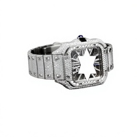 Skelett-Diamant Luxus Unisex Edelstahl-Uhr mit Moissanit-Akzenten Quadratisches Kristallzifferblatt Automatisches Mechanisches Uhrwerk