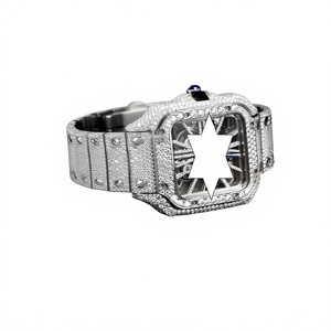นาฬิกาข้อมือสแตนเลสสตีลหรูหรา Skeleton Diamond สำหรับทุกเพศ ประดับด้วยโมอิสซาไนต์ หน้าปัดคริสตัลทรงสี่เหลี่ยมจัตุรัส ระบบกลไกอัตโนมัติ - Product Image 1