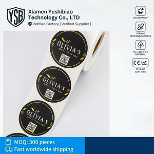 Etiquetas Adhesivas de Papel Sintético Resistentes al Agua y al Aceite con Impresión de Lámina Dorada Holográfica YSB, Rollo Personalizado de Etiquetas para Alimentos con Diseño de Logotipo y Código <span class=keywords><strong>QR</strong></span> - Product Image 1