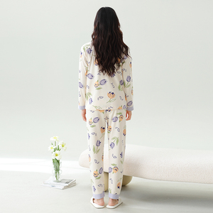 롱드 여성용 긴팔 V넥 나이트가운 <span class=keywords><strong>CVC</strong></span> 혼방 소재 수분 흡수 속건 부드럽고 통기성 좋은 피부 친화적인 홈 레저웨어 - Product Image 6