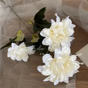 Y-H116 Bunga Dahlia, Dekorasi Pernikahan Rumah 3 Kuntum Sutra Palsu Dahlia untuk Pernikahan